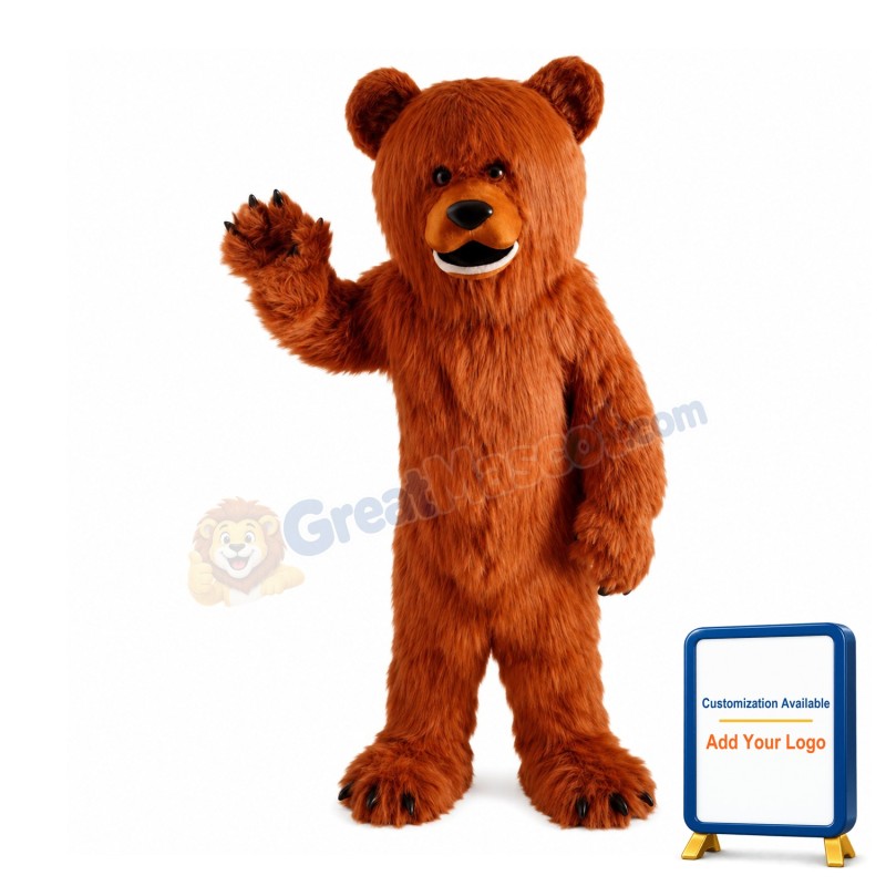 Manic Hairy Brown Bear Mascot Costume