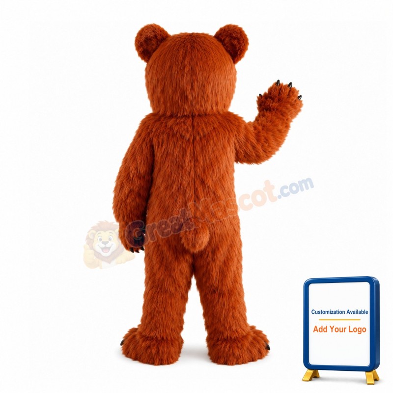 Manic Hairy Brown Bear Mascot Costume
