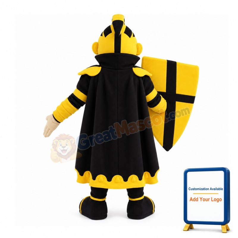 Yellow Warrior Carrying Cross Shield Mascot Costume