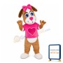 Delighted Dog With Pink Heart Mascot Costume