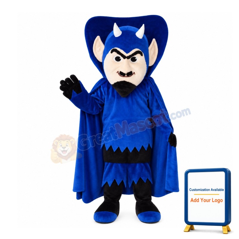 Blue Demon Wearing Cloak Mascot Costume