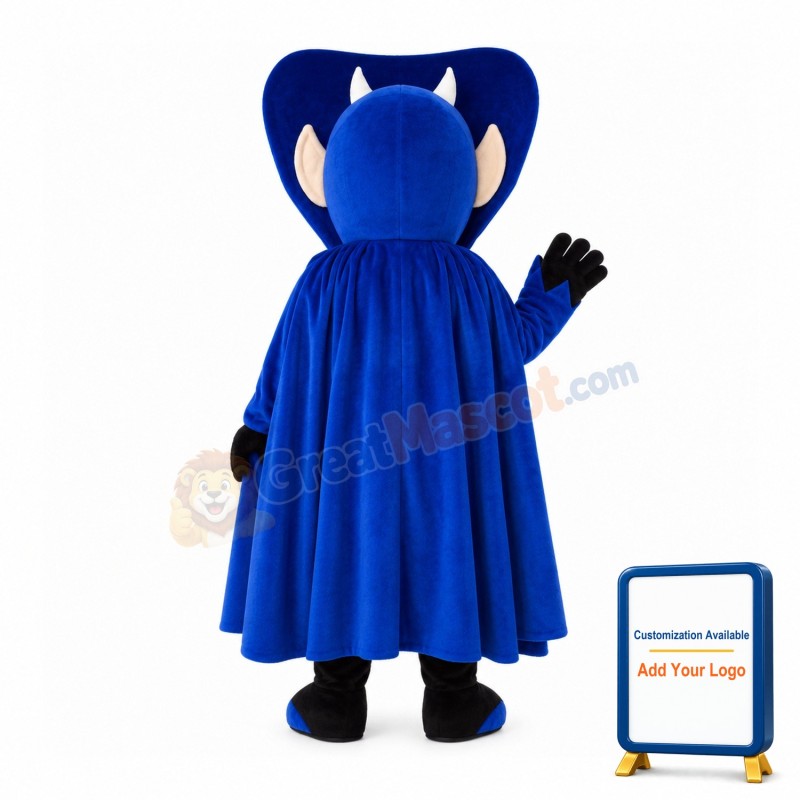 Blue Demon Wearing Cloak Mascot Costume
