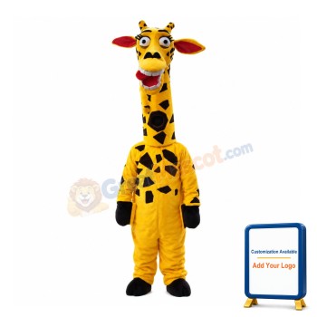 Surprised Yellow Giraffe Mascot Costume