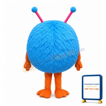 Blue Hairy Bird Mascot Costume