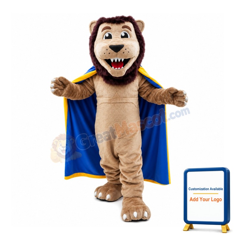 Affable Lion King With Cloak Mascot Costume