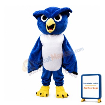 Confused Blue & White Owl Mascot Costume