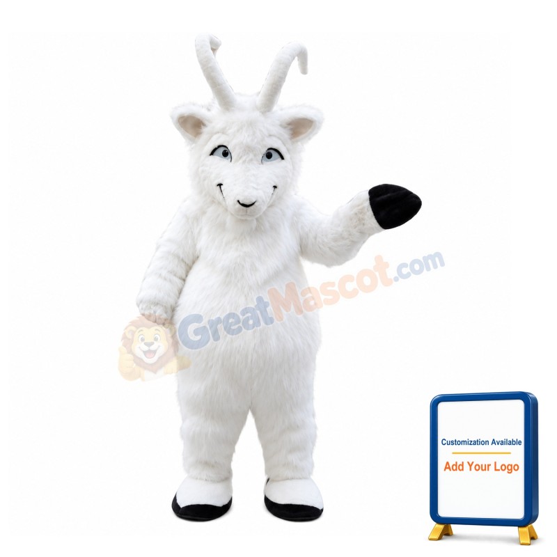 Mild Plush White Goat Mascot Costume