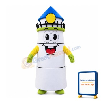 White Tall Tower Mascot Costume