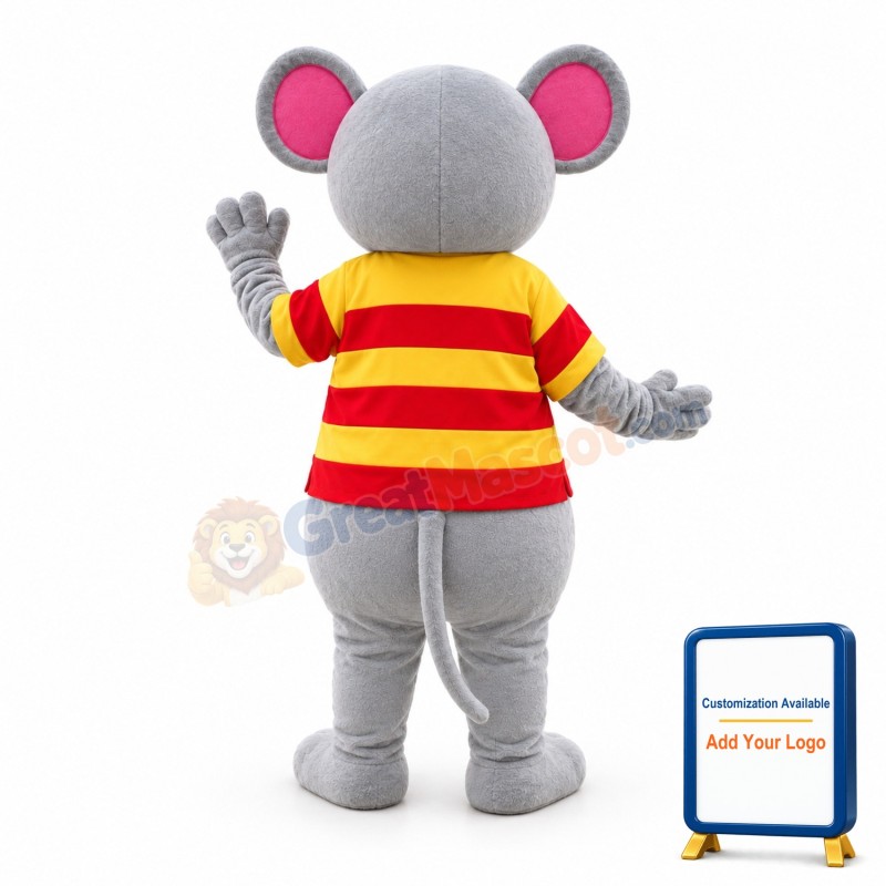 Coward Mouse With Striped Shirt Mascot Costume