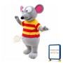 Coward Mouse With Striped Shirt Mascot Costume