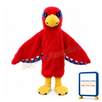 Red Furry Eagle With Purple Eyelash Mascot Costume