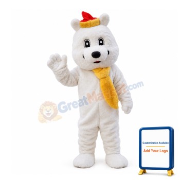 Festive Bear With Yellow Scarf Mascot Costume