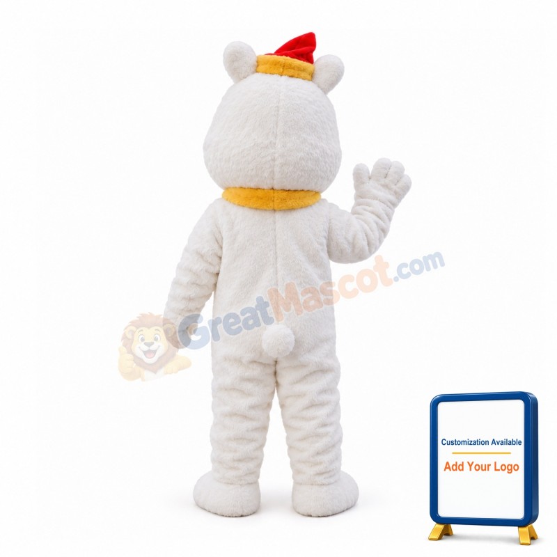 Festive Bear With Yellow Scarf Mascot Costume