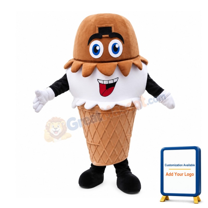 Chocolate Cone Ice Cream Mascot Costume