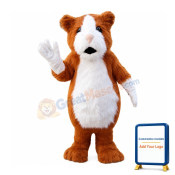 Amicable Hairy Brown & White Chipmunk Mascot Costume