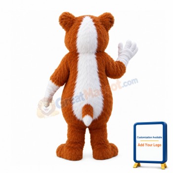 Amicable Hairy Brown & White Chipmunk Mascot Costume