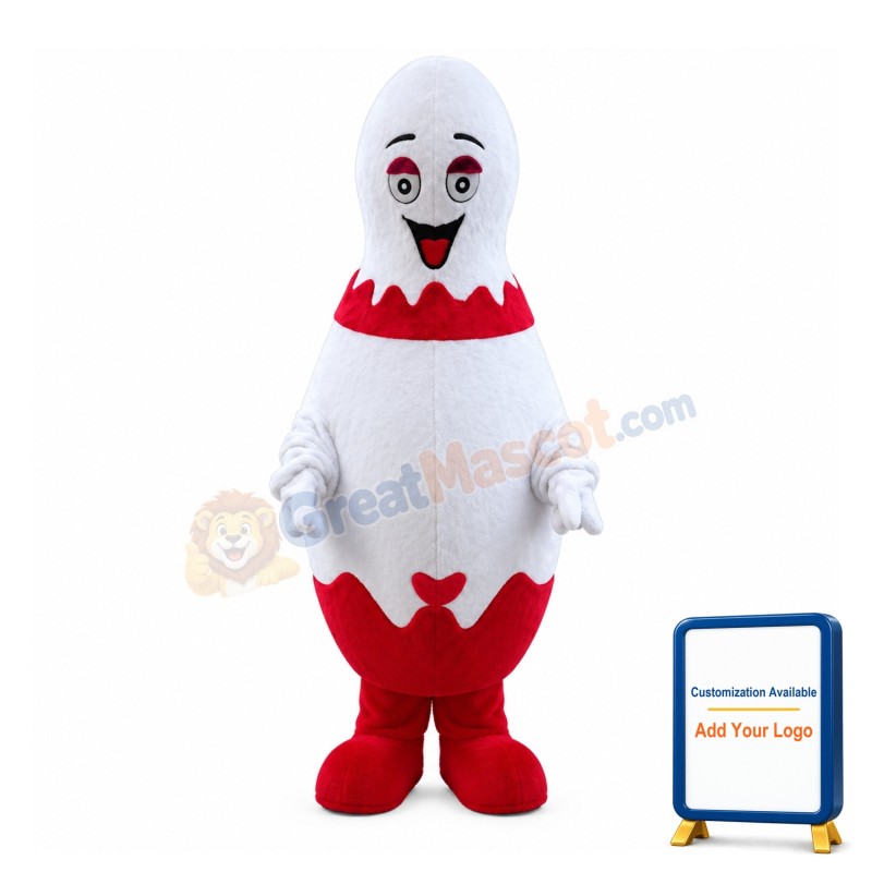 Red & White Bowling Ball Bottle Mascot Costume