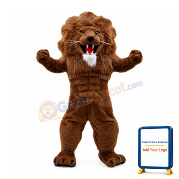 Muscle Lion With Wavy Mane Mascot Costume