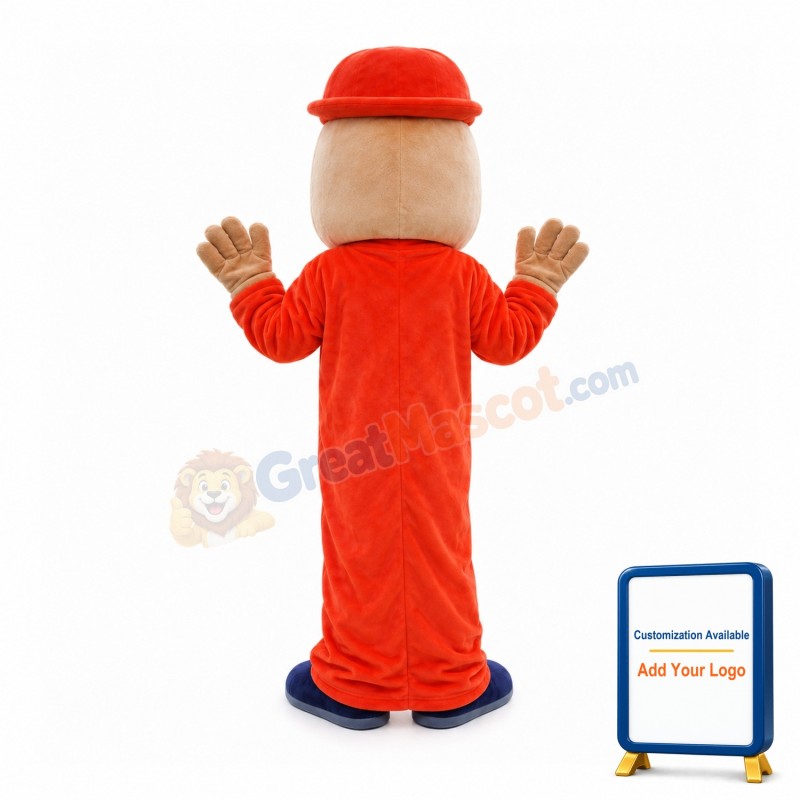 Worker Squirrel With Orange Cap Mascot Costume