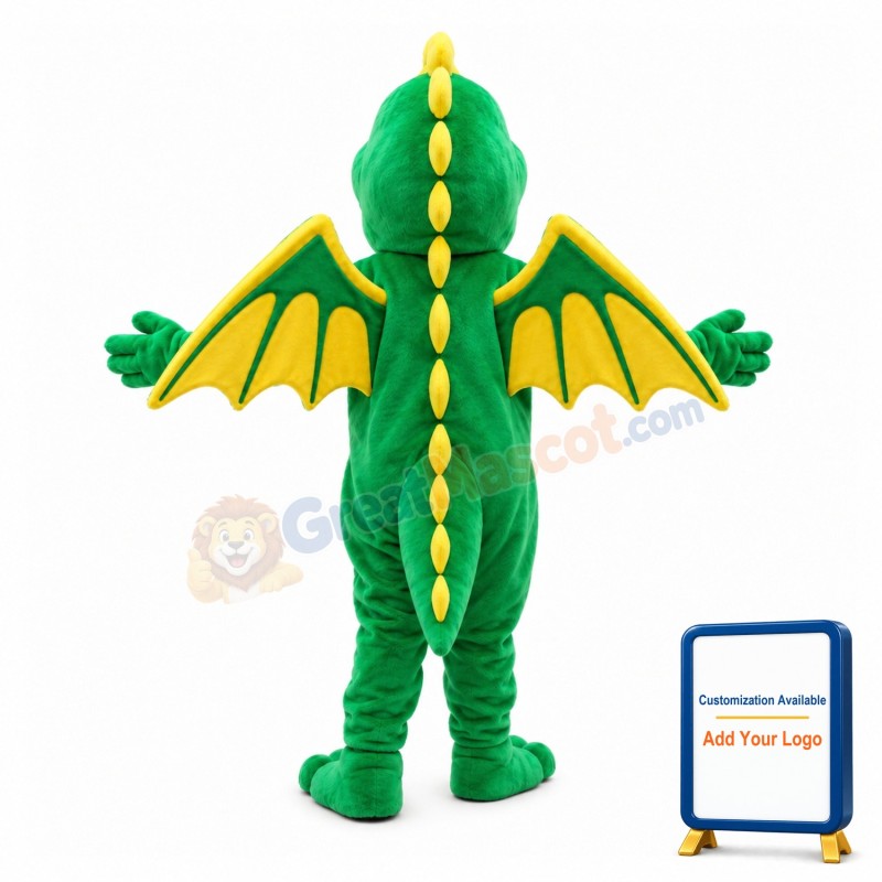 Sinewy Green Dragon With Wings Mascot Costume