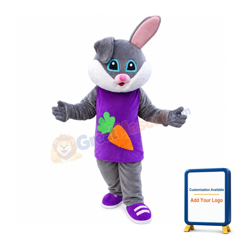 Rabbit Wearing Carrot Printed Vest Mascot Costume