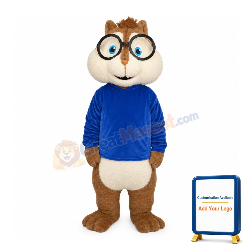 Smart Chipmunk Simon Mascot Costume