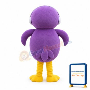 Cherubic Cartoon Purple Owl Mascot Costume