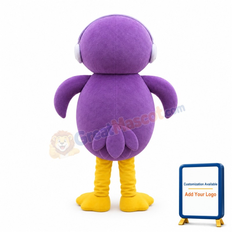 Cherubic Cartoon Purple Owl Mascot Costume