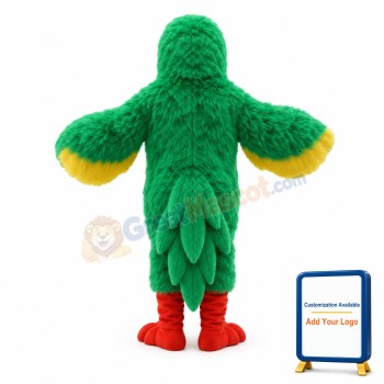 Green & Yellow Hairy Eagle Mascot Costume