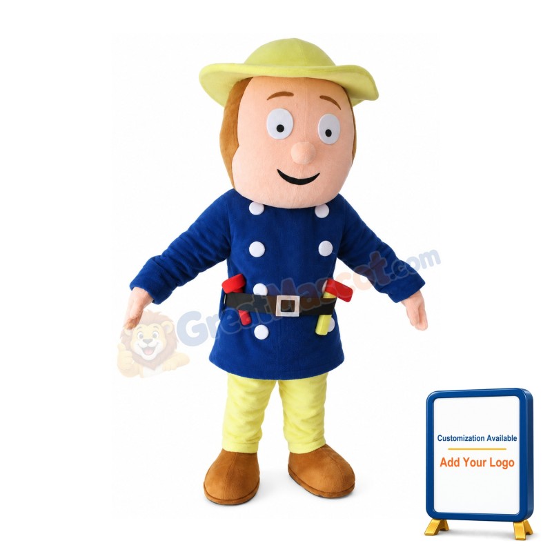 Detective With Blue Overcoat Mascot Costume
