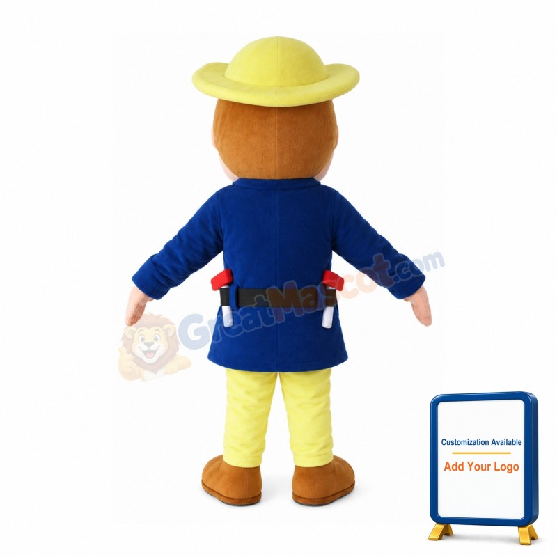 Detective With Blue Overcoat Mascot Costume