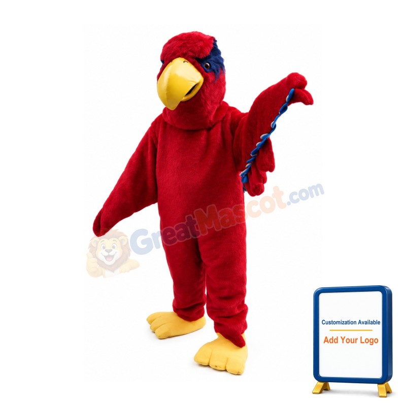 Red Plush Eagle With Hard Beak Mascot Costume