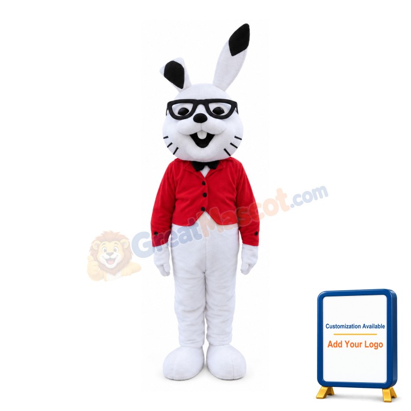 Smart Rabbit With Glasses Mascot Costume