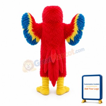 Long Fur Bird With Colorful Wings Mascot Costume