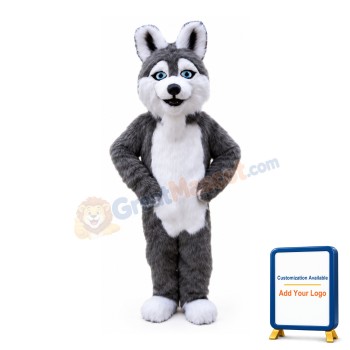 Furry Wolf With Light Blue Eyes Mascot Costume