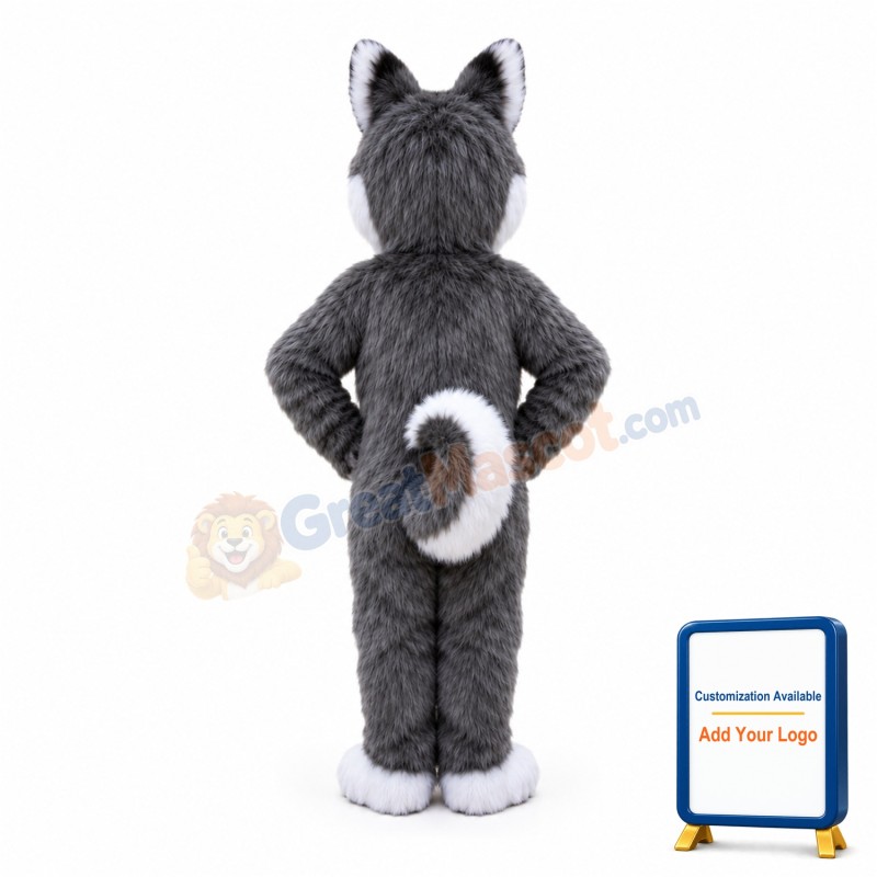 Furry Wolf With Light Blue Eyes Mascot Costume