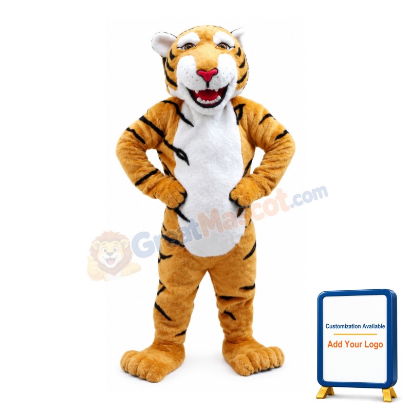 Pleased Tiger On Hips Mascot Costume