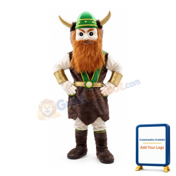 Confident Warrior With Brown Beard Mascot Costume