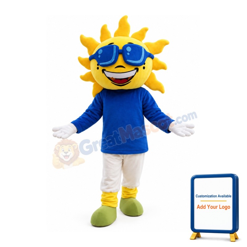 Brilliant Sun With Blue Glasses Mascot Costume