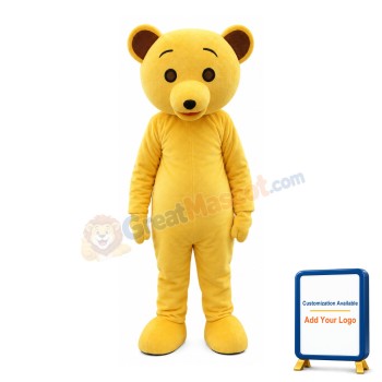 Yellow Bear Mascot Costume For Birthday Party