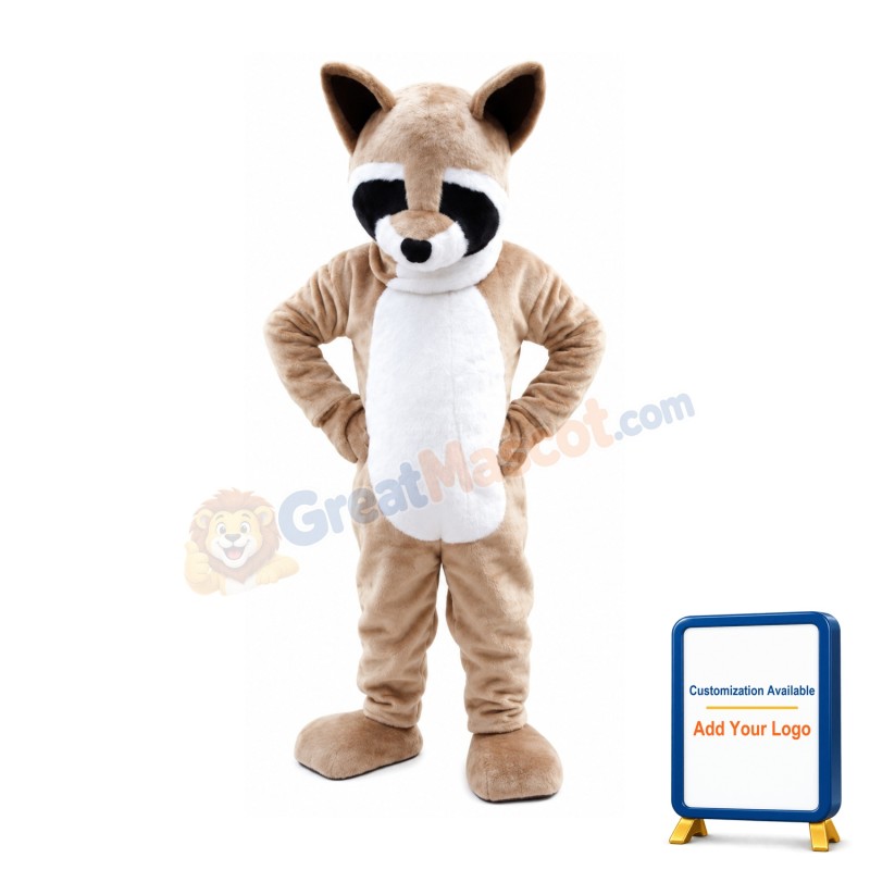 Drowsy Light Brown Raccoon Mascot Costume