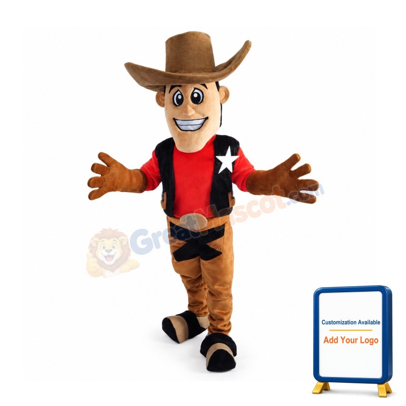 Optimistic Western Cowboy Mascot Costume
