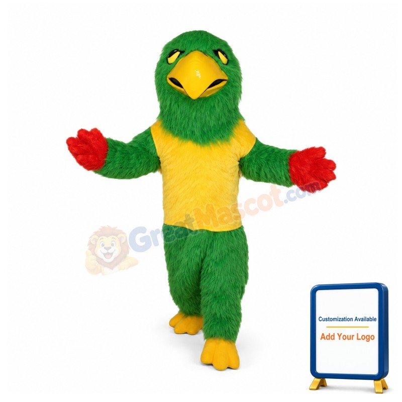 Long Plush Green Bird Mascot Costume