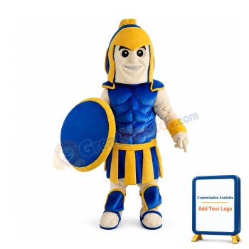Muscly Blue Spartan Soldier Warrior Mascot Costume