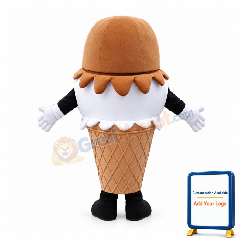 Huge Cartoon Double Scoop Ice Cream Cone Mascot Costume