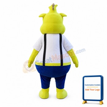 Adult Cartoon Yellow Rhino Mascot Costume