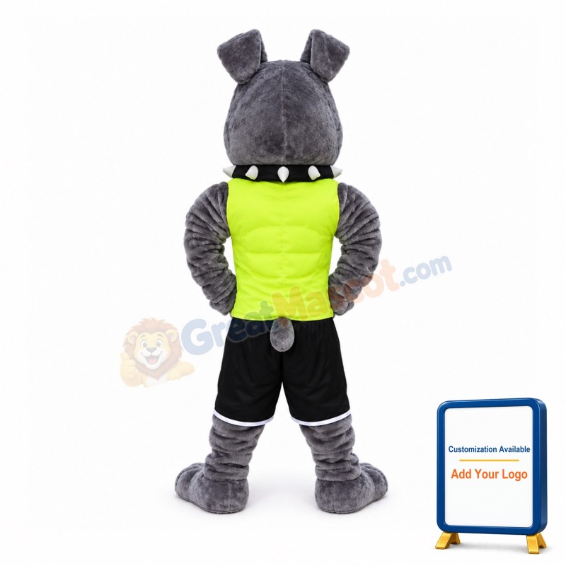 Grey American Bulldog Sports School Mascot Costume