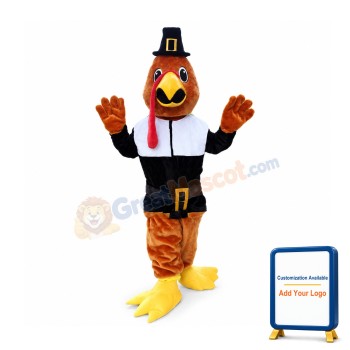 Cartoon Pilgrim Turkey Mascot Costume