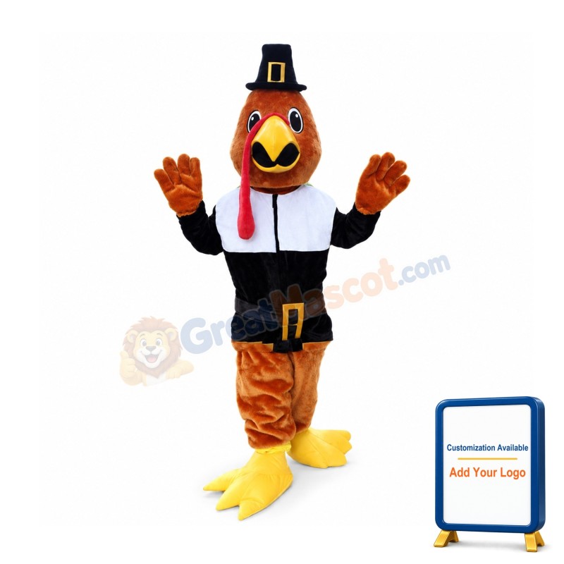 Cartoon Pilgrim Turkey Mascot Costume