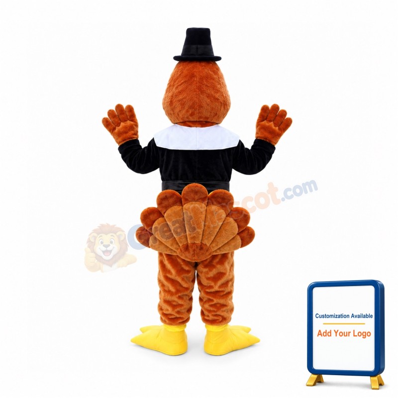 Cartoon Pilgrim Turkey Mascot Costume
